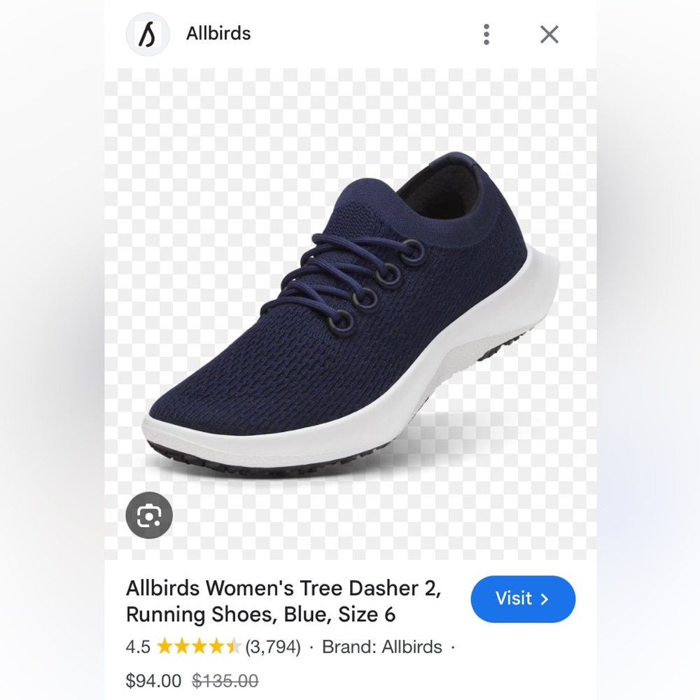 Allbirds Navy Women’s Tree Dasher 2. Active Shoes.